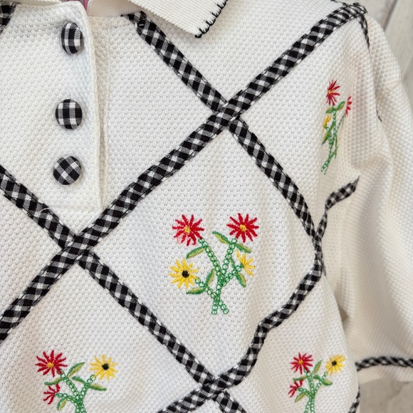 Alfred Dunner Vintage Floral Embroidered Top Size Medium Cottagecore Fairycore - Picture 4 of 8